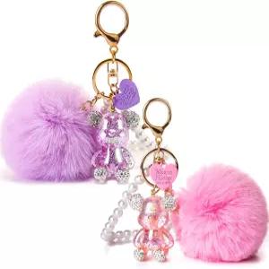 여성용 귀여운 곰 열쇠고리 블링 구미 테디베어 폼 백팩용 소녀 손목시계