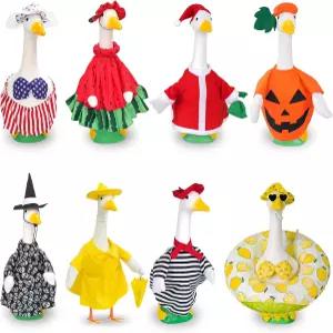 yirfly 8세트 시즌 홀리데이 현관 구스 의상 여름 가을 할로윈 크리스마스 생일 사계절 정원 23인치 시멘트