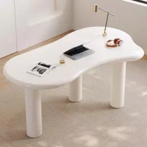 가이 62인치 모던 홈 오피스 책상 흰색 컴퓨터 공부 테이블 간단한 콘솔 3개의 다리가 있는 대형 공부방용