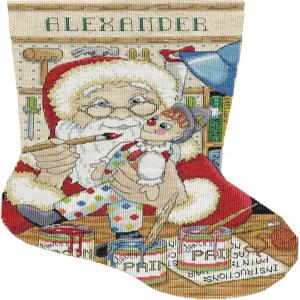 산타 카운트 크로스 스티치 스타킹 키트 페인팅