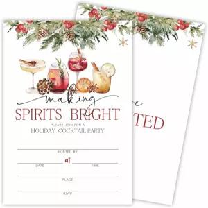 홀리데이 칵테일 파티 초대장 영혼을 밝게 만들기 20개의 및 봉투 크리스마스 파티를 위한 수채화 디너