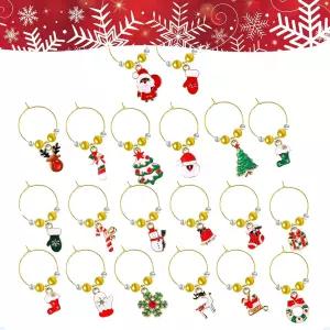 일반적으로 매일 20개의 PCS 크리스마스 와인 잔 매력 줄기 유리를 위한 축제용 유리 마커 홀리데이 파티