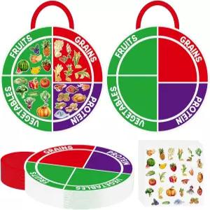 Cinrobiye 24 세트 마이 플레이트 푸드 스티커 유치원 채소 과일 단백질 곡물 다이어리 조기 학습 플레이