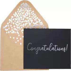 축하 카드 은박 문자로 가 새겨진 50팩 매트 마감 블랙 인사말 약혼 졸업 결혼식 52 금박 색종이 크래프트