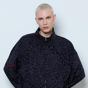 다이노소스 남성 호피 집업 자켓 다크퍼플 래오파드 패턴 골프 니트재킷 짐웨어 4XL FZU02PLM