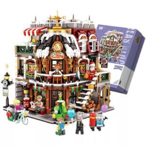 LOZ 크리스마스 카페 HY1529 모차르트 세라믹 연말 상점 성탄트리 커피숍 장면