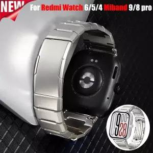 호환 샤오미 호환 워치 미밴드 98 프로 비즈니스 메탈 남성용 스트랩 레드미 워치 654 스마트 용 스테인리