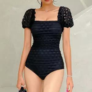 레이스 숄더 원피스 수영복 캡내장 워터파크 비치웨어 뱃살커버