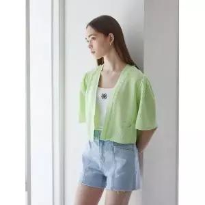 에고이스트 메탈 믹스 하프 슬리브 니트 가디건 EN2KG561 674859