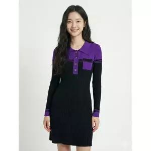 에고이스트 블랙 포켓 패치 배색 포인트 니트 원피스 EN3KO861 674848