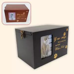 사진넣는 강아지유골함 반려동물 원목 추모함 16 11 11cm
