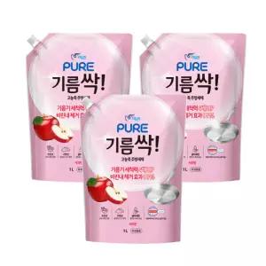 피죤 퓨어 기름싹 주방세제 1L 3개 사과향
