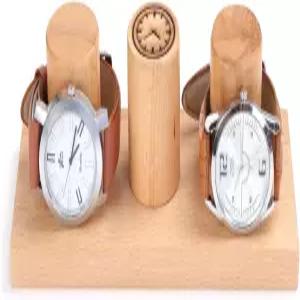 FS 우드 오라 핸드메이드 나무 시계 스탠드 - 남녀용 프리미엄 홀더 손목시계 디스플레이 타워 우아한 책상