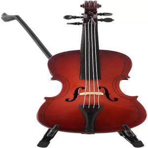 미니어처 첼로 스탠드 나무 악기 모델이 있는 5.5인치 미니 모델 취미 수집품 가정용 장식품