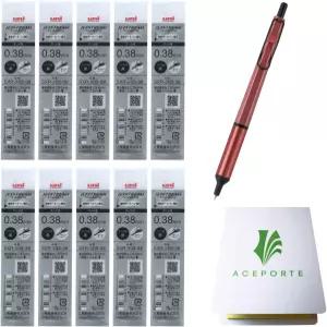 유니 제트스트림 EDGE 0.38mm 오일 기반 볼펜 베리 핑크 바디 + 10개의 블랙 리필 스티커 메모 값 세트