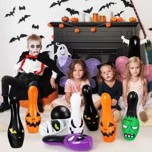 소울첸 7개 자이언트 할로윈 풍선 볼링 세트 24.4개 6개 포함 핀 7.8개 1개 야외 실내 활동 장식용 볼