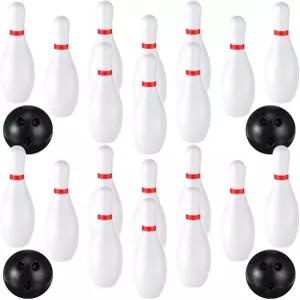 라운드퍼니 2팩 7.1인치 볼링 세트 실내 야외 휴대용 잔디 게임에는 핀 20개와 남학생용 플라스틱 볼 4개가