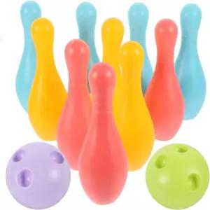 VOSAREA 1세트 실내 야외 레크리에이션 볼링을 위한 플라스틱 볼링 놀이 재미있는 핀 앤 볼 파티용