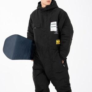 스노우 슈트 보드복 오버롤 일체형 블랙 스키복 남녀공용