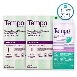 템포 유기농 순면 탐폰 32p + 팬티라이너 40p 혼합구성