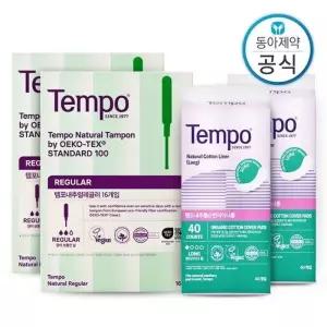 템포 유기농 순면 탐폰 32p + 팬티라이너 80p 혼합구성