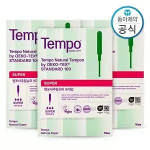 [템포] 내추럴 유기농 순면 탐폰 슈퍼 16P 3개
