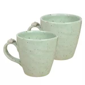 파스텔톤 그린 머그컵 2P세트 (280ml)찻잔 손잡이 도자기 커피 집들이선물 선물용 잔세트 다기 머그