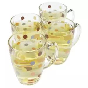 골드 도트 퓨전 머그잔 4개 물컵 커피 주스 라떼 찻잔카페 유리 손잡이 디자인