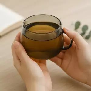 메이 내열 유리잔 2개 찻잔 투명 블랙 150ml티잔 홍차잔 유리컵 홈카페 손잡이 세트