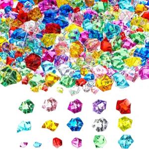 Syhood 570개 5가지 크기의 가짜 분쇄 얼음 암석 플라스틱 보석 아크릴 크리스탈 다이아몬드 해적 보물