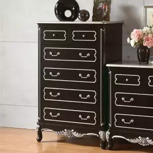 로젠 블랙 엔틱 원목 5단 서랍장