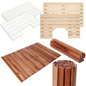 PS 편백나무 히노끼 마호가니 원목 발판 롤 매트 / 욕실발판 화장실 현관 베란다 캠핑 깔판 발매트 나무