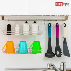 걸이형 주방 선반 2단+행거봉 600 세트 /식기 건조대