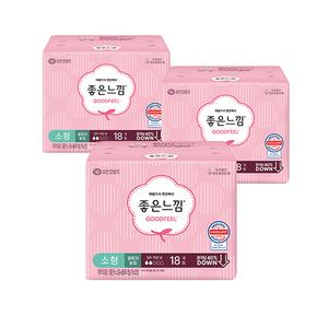 좋은느낌 생리대 에어핏쿠션 울트라슬림 소형18개입x3팩