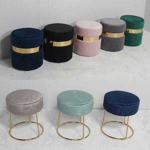 골드스툴  화장대 원형 인테리어 보조의자 금도금 벨벳