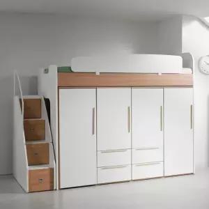 CJ단독)컨셉트 MU-128 E0 수납형 계단 벙커 이층 침대+옷장 DF903039