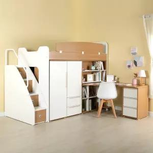 [EQ123 매트제외] 에덴 벙커침대 H형책상책장세트+옷장2 사다리형 SS