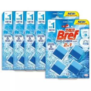 브레프 듀오큐브 변기세정제 오션, 4입, 5개 (총 20개)