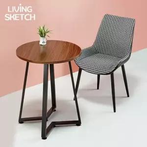 보그 데칼 600 원형 월넛 2인 카페 업소용 테이블