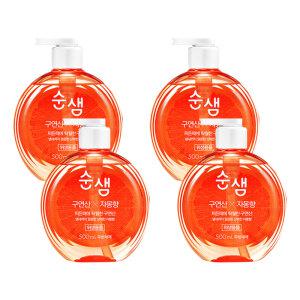 순샘 주방세제 용기 자몽, 500ml, 4개
