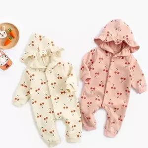 [조이멀티]체리방울 프릴 기모 아동 후드 우주복 204537