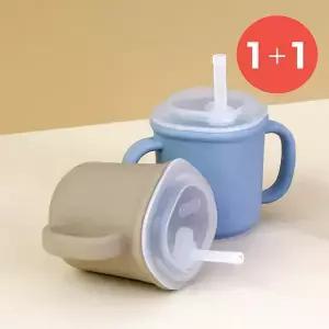 [１+１] 에디슨 스스로 실리콘 양손 빨대컵