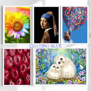 코팅블루 DIY 명화그리기 유화그리기 명화 그림 세트 해바라기 꽃 풍경화 사과