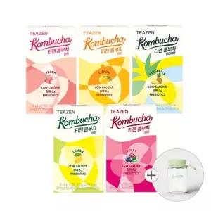 콤부차 5가지맛 혼합 50스틱 + 보틀 레몬 베리 유자 파인애플 피치)