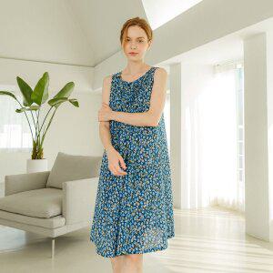 [라페어](김해점) 플뢰르 블루 아사면 핀턱원피스 LWSGC350-BU