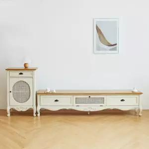 유캐슬 루앙 엔틱 아이보리 티비 TV 2000 거실장 세트 거실장+협탁