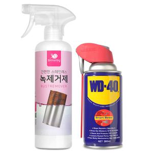 슬로웨이 녹제거제 500ml + WD40 360ml 녹방지 방청제 녹방지제 사용전 녹제거
