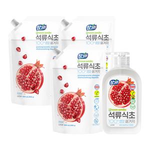 참그린 석류식초설거지, 용기, 470g, 1개 + 리필, 900g, 3개