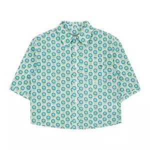 [빈](강남점)BX15BL01GN 그린 플라워 프린트 면 블라우스