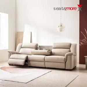 [시트앤모어]브레스트 홈바 전동 4인 천연통가죽 경추 리클라이너소파